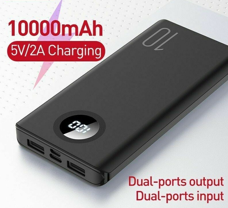 10000mAh Mini Power Bank - Fast Charge Portable Battery with Dual USB Output